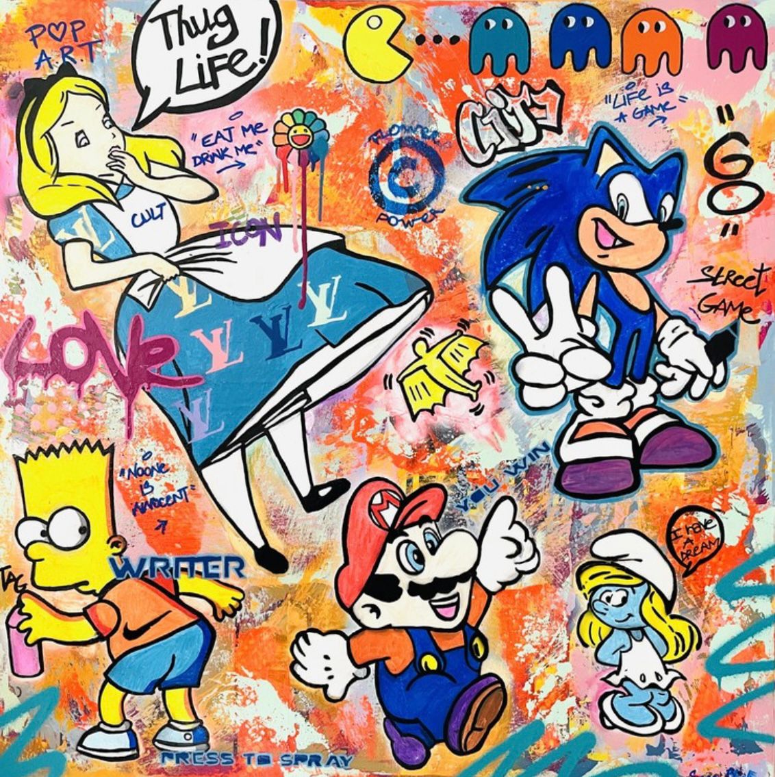 Tableau de SARA CHELOU a pour titre  Thug life style street pop art, street art dim : SARA CHELOUprix:1100