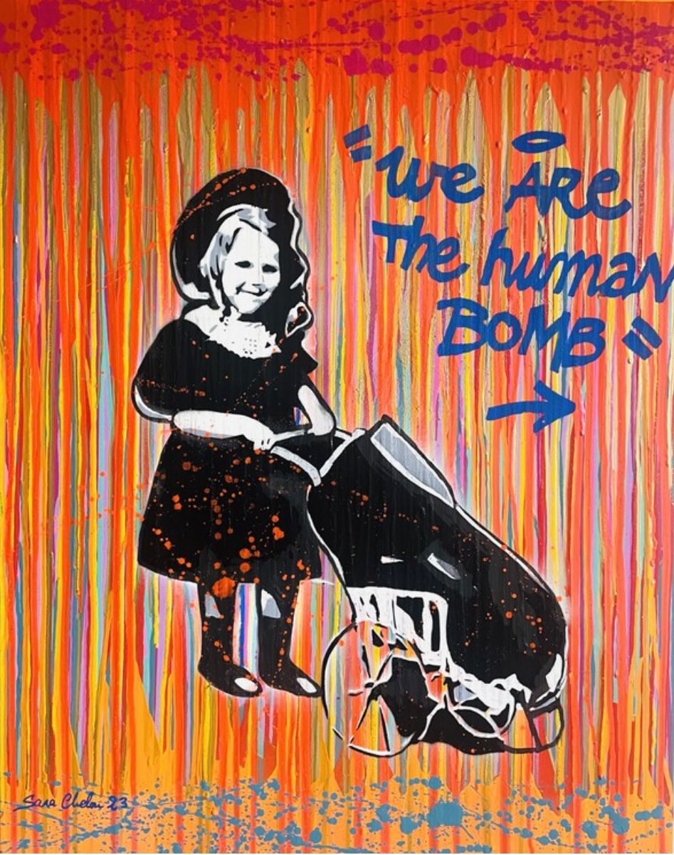 Tableau de SARA CHELOU a pour titre  We are the human bomb style street pop art, street art dim : SARA CHELOUprix:650