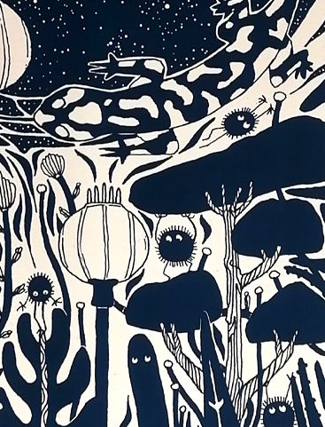 Editions d'art de JIBE a pour titre  SOUS LES ETOILES Regular style graphique dim : JIBEprix:80