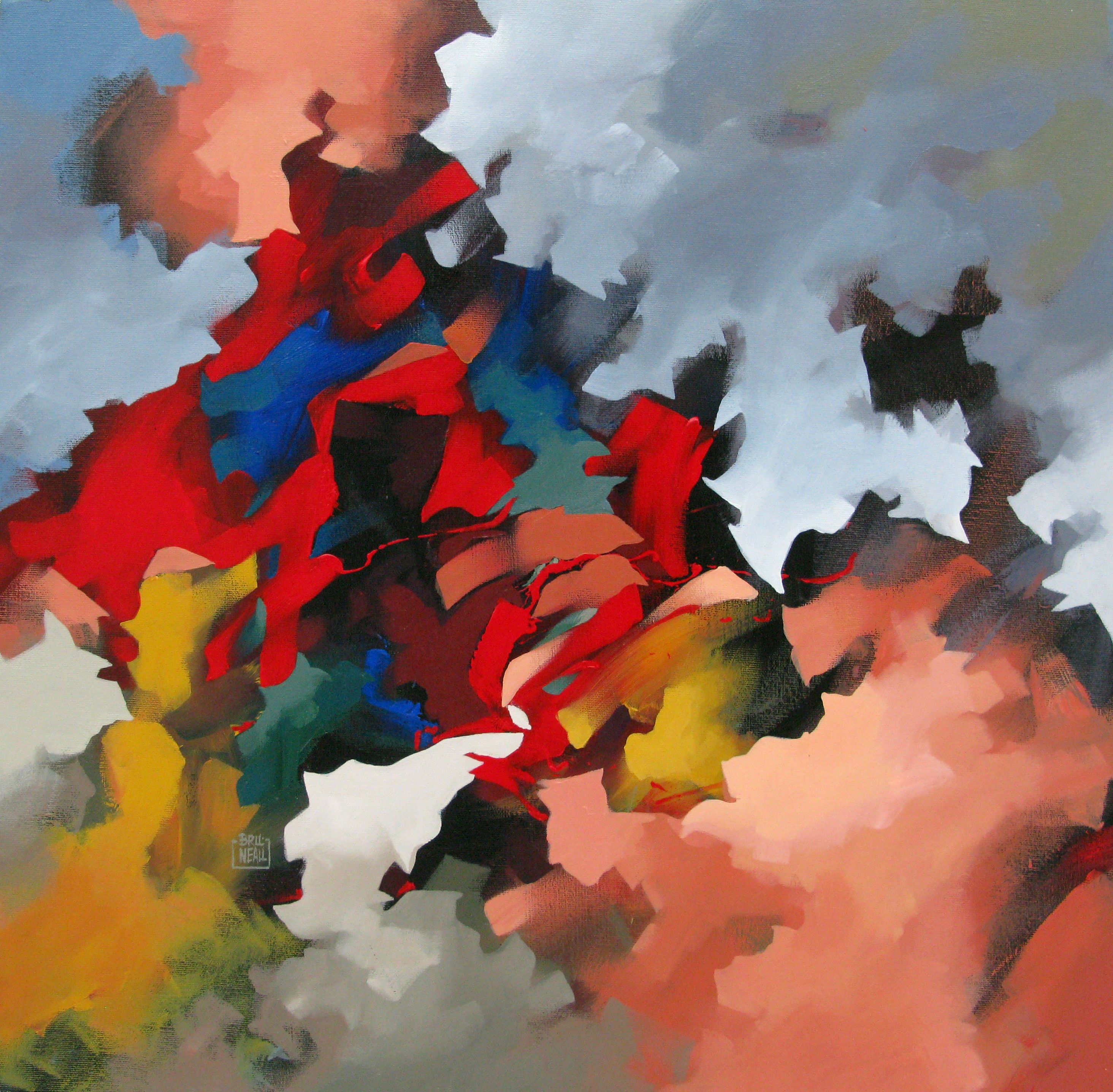 Tableau de BRUNEAU a pour titre  Saut de puce style abstrait dim : BRUNEAUprix:300