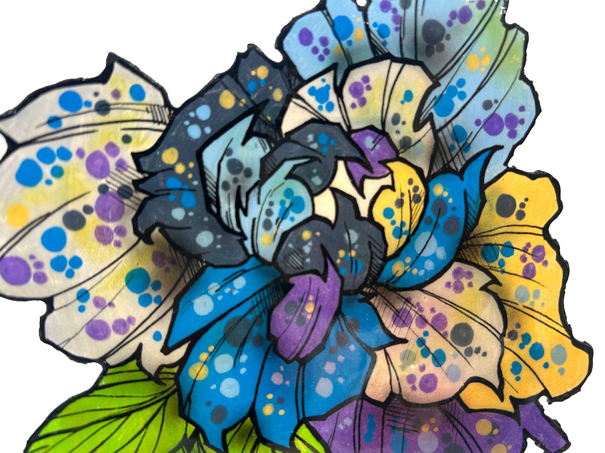 Sculpture de EMER a pour titre  Fleur (socle scie) style graphique dim : EMERprix:260