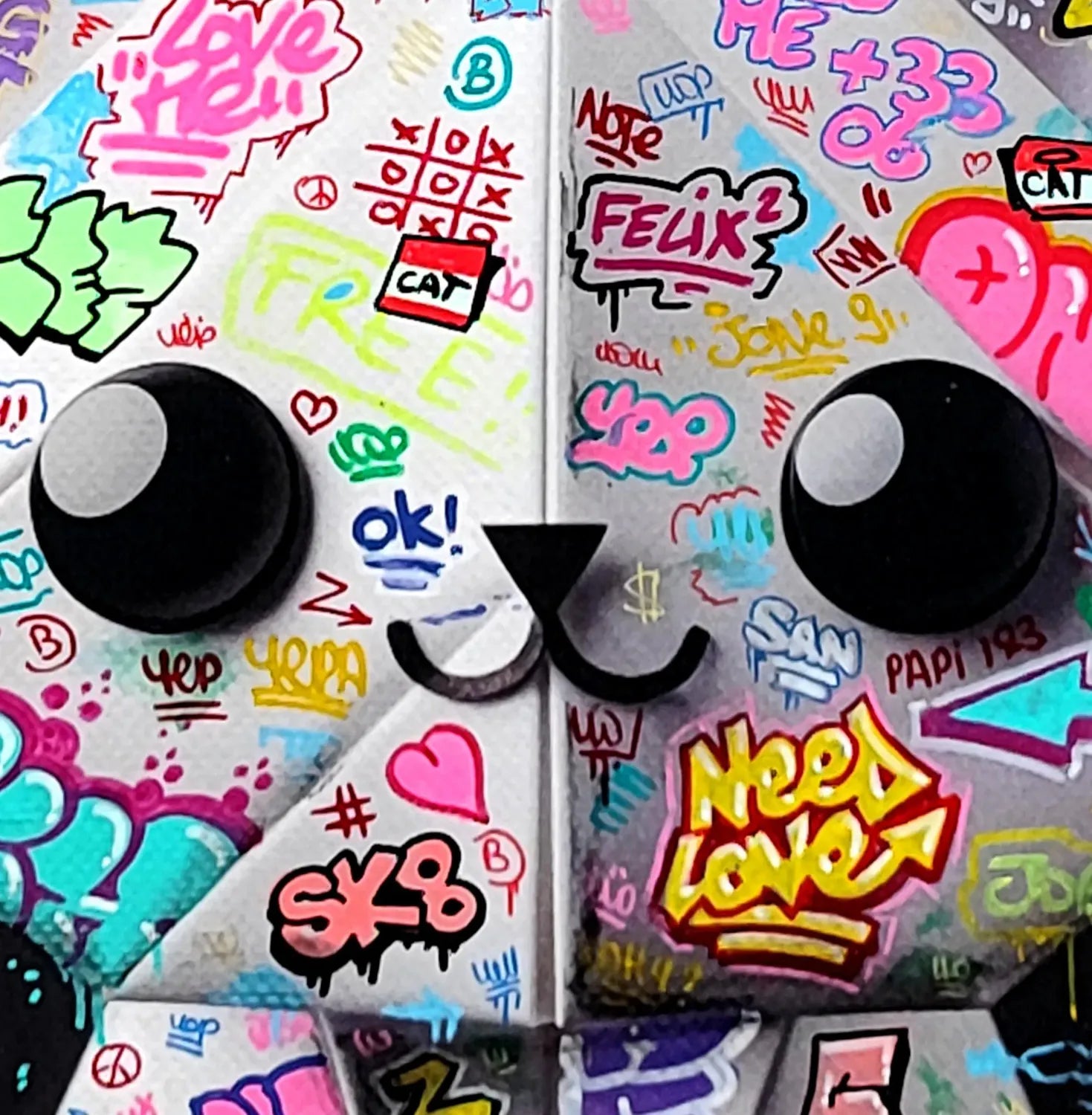 Editions d'art de BLACH a pour titre  Shadow Cat Origami Graffiti style graffiti, street art dim : BLACHprix:70