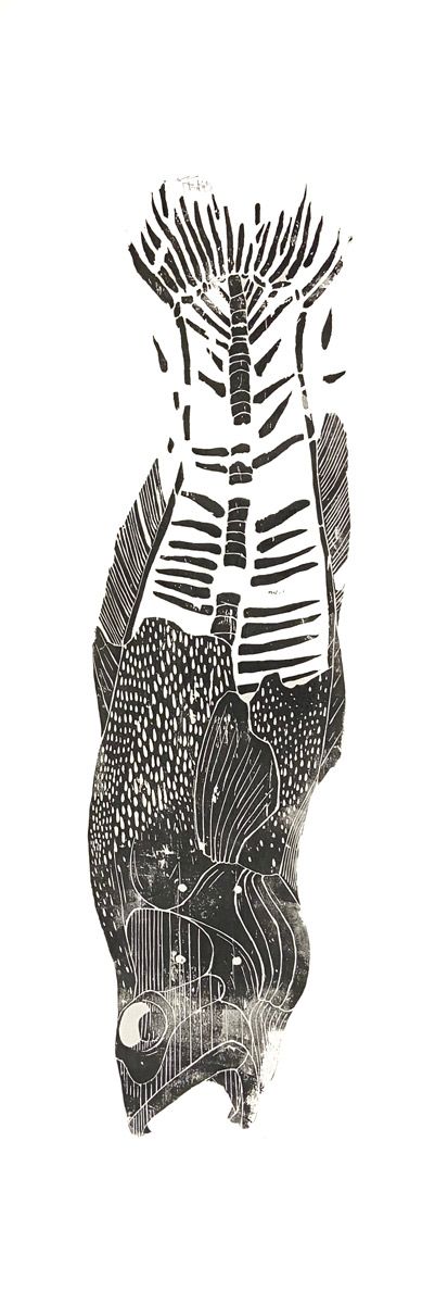 Editions d'art de OSRU a pour titre  SKATE/POISSON NOIR ET BLANC style figuratif dim : OSRUprix:70
