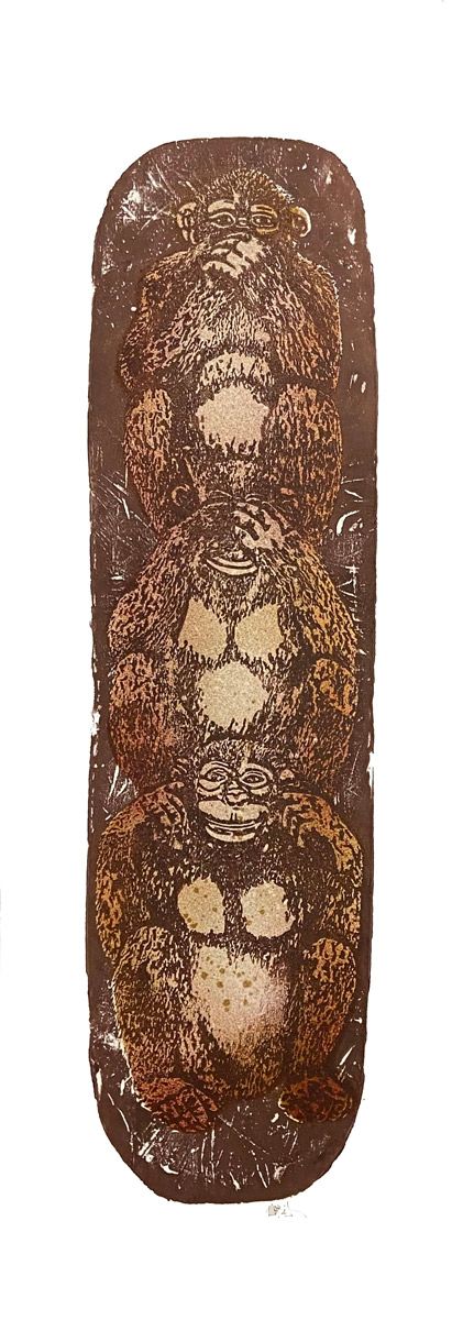 Editions d'art de OSRU a pour titre  SKATE/WISE MONKEY MARRON style figuratif dim : OSRUprix:70