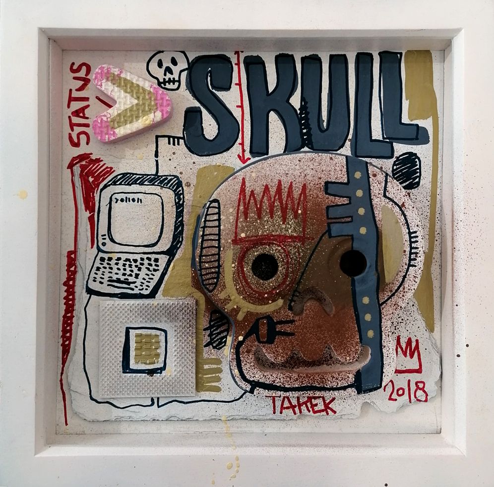 Sculpture de TAREK a pour titre  SKULL style graphique dim : TAREKprix:350