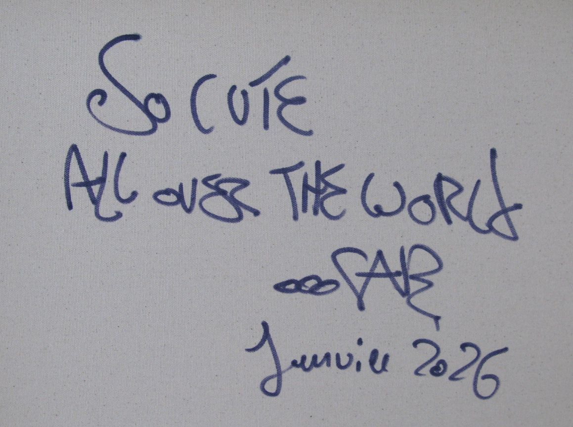 Tableau de RICO SAB a pour titre  So Cute All Over The World style street pop art, street art dim : RICO SABprix:950