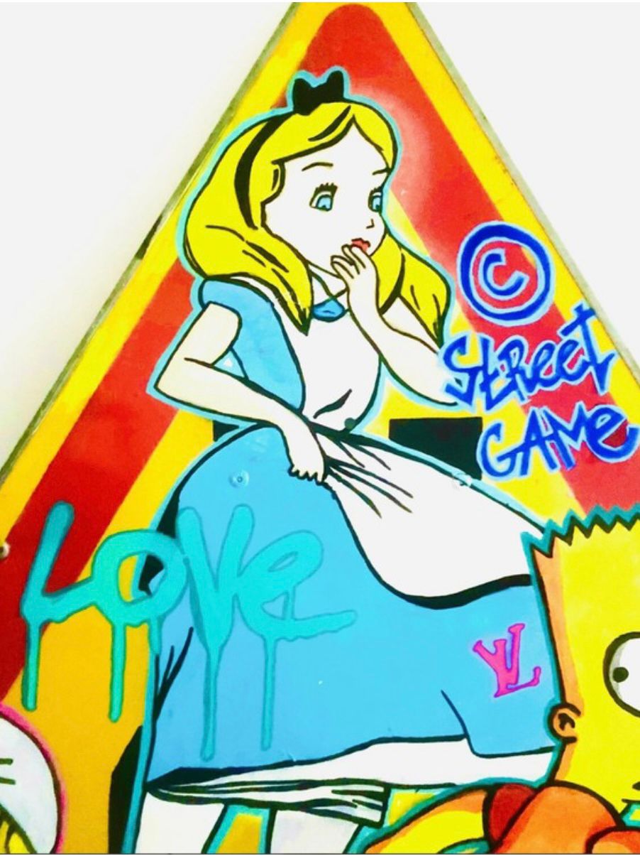 Tableau de SARA CHELOU a pour titre  Street game panneau style street pop art dim : SARA CHELOUprix:900