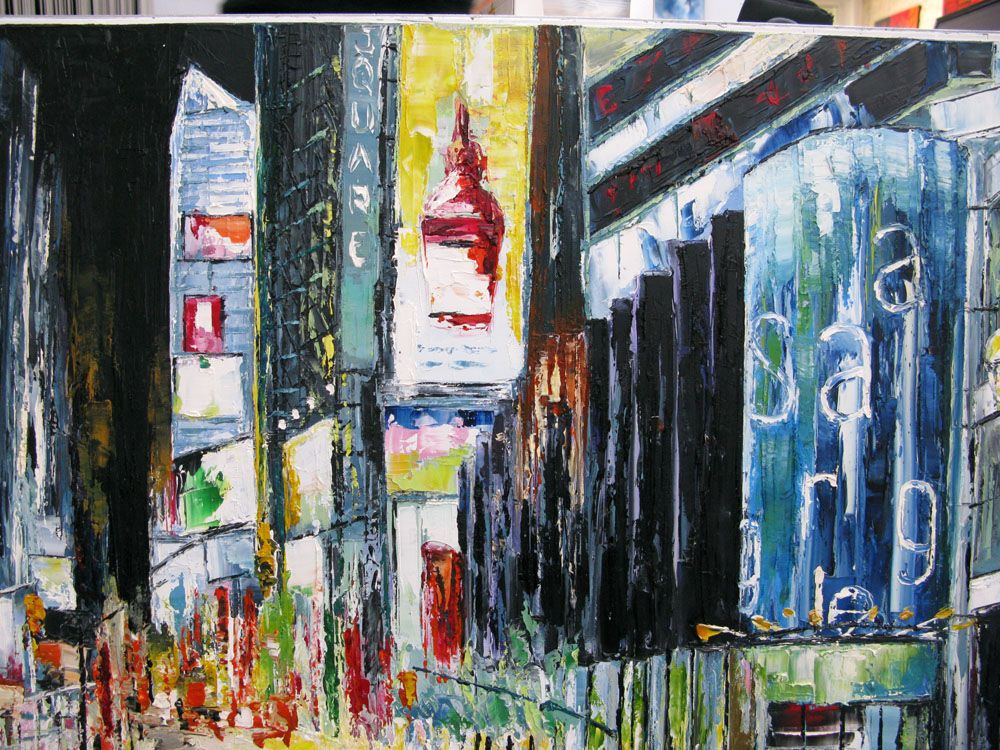 Tableau de PHIL a pour titre  Sur la route de Time Square style figuratif dim : PHILprix:700