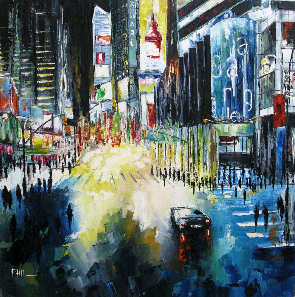 Tableau de PHIL a pour titre  Sur la route de Time Square style figuratif dim : PHILprix:700