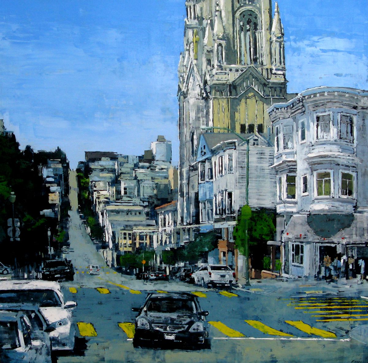 Tableau de ADRIEN FAVEAU a pour titre  FILBERT ST style figuratif, graphique dim : ADRIEN FAVEAUprix:3200