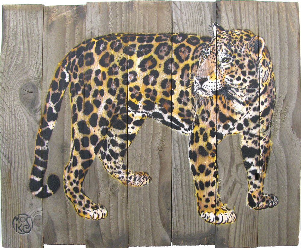 Tableau de MOSKO a pour titre  LEOPARD ENTIER style figuratif dim : MOSKOprix:1000