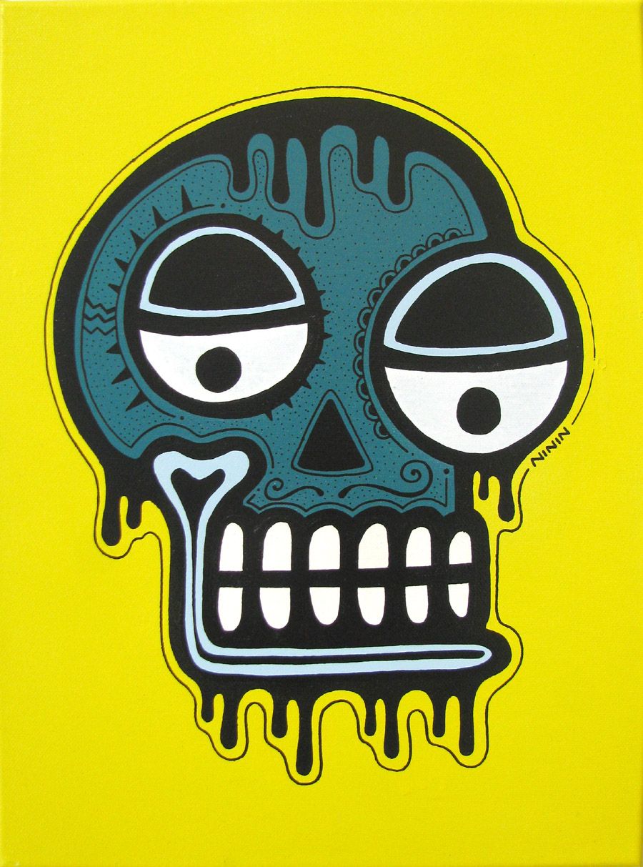Tableau de NININ a pour titre  SKULL 2 / 02/75 style street pop art dim : NININprix: