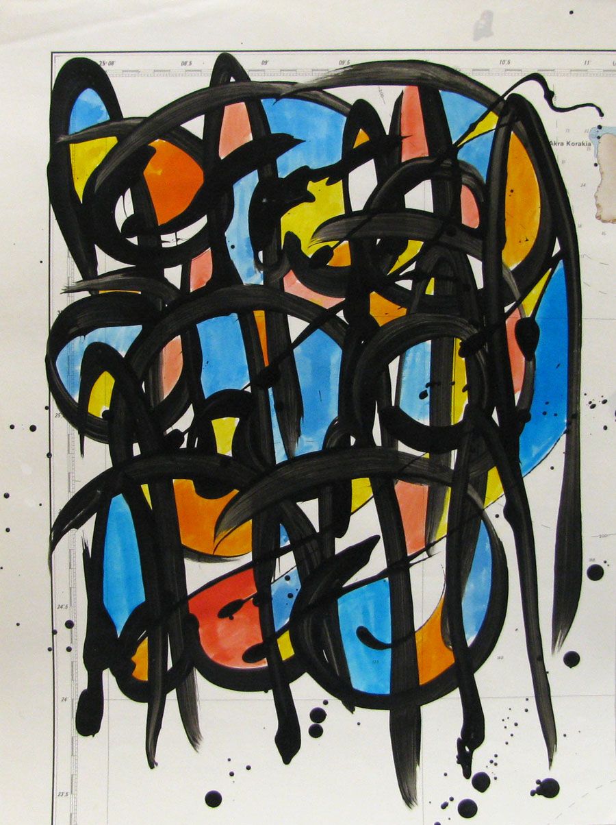 Tableau de STEPHANE RIME a pour titre  NO NAME SUR CARTE MARINE  N°7 style graphique dim : STEPHANE RIMEprix: