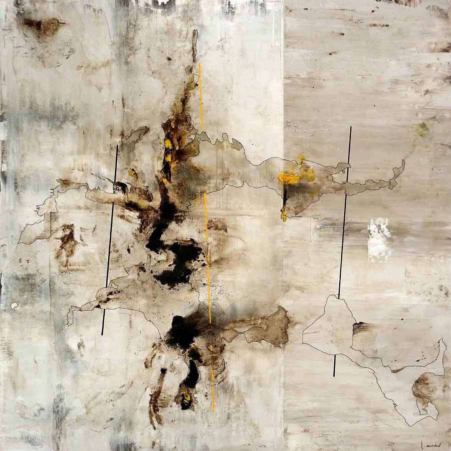 Tableau de LUDOVIC MERCHER a pour titre  TERRITOIRES style abstrait dim : LUDOVIC MERCHERprix:700