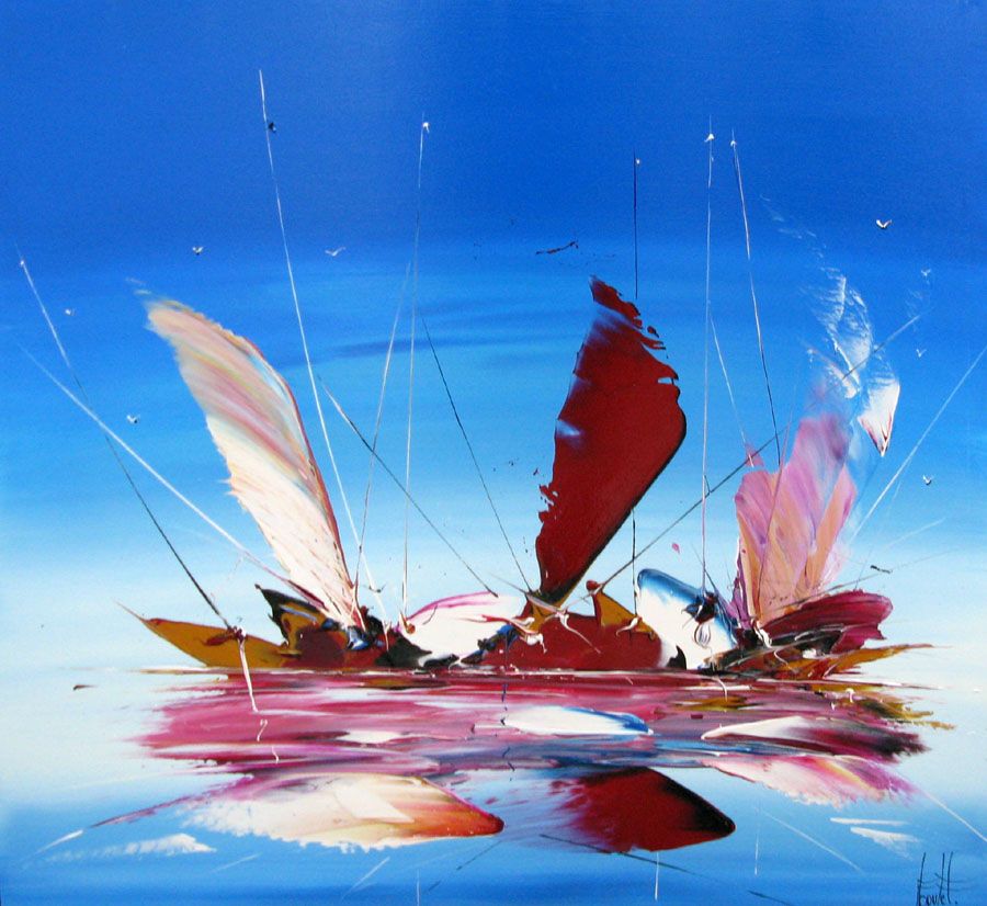 Tableau de F. BOUTET a pour titre  MARINE ABSTRAITE style abstrait dim : F. BOUTETprix:650