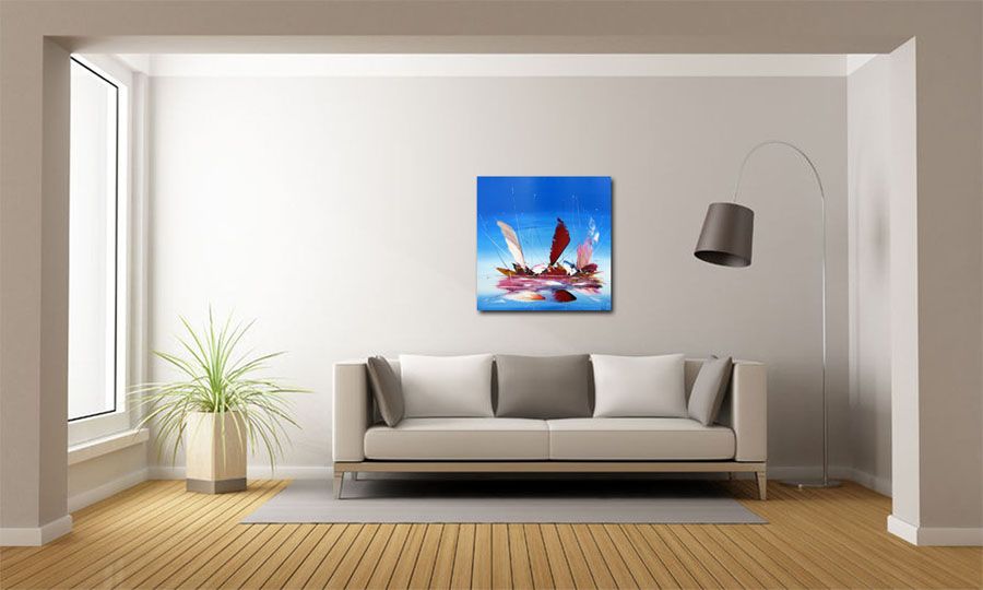 Tableau de F. BOUTET a pour titre  MARINE ABSTRAITE style abstrait dim : F. BOUTETprix:650