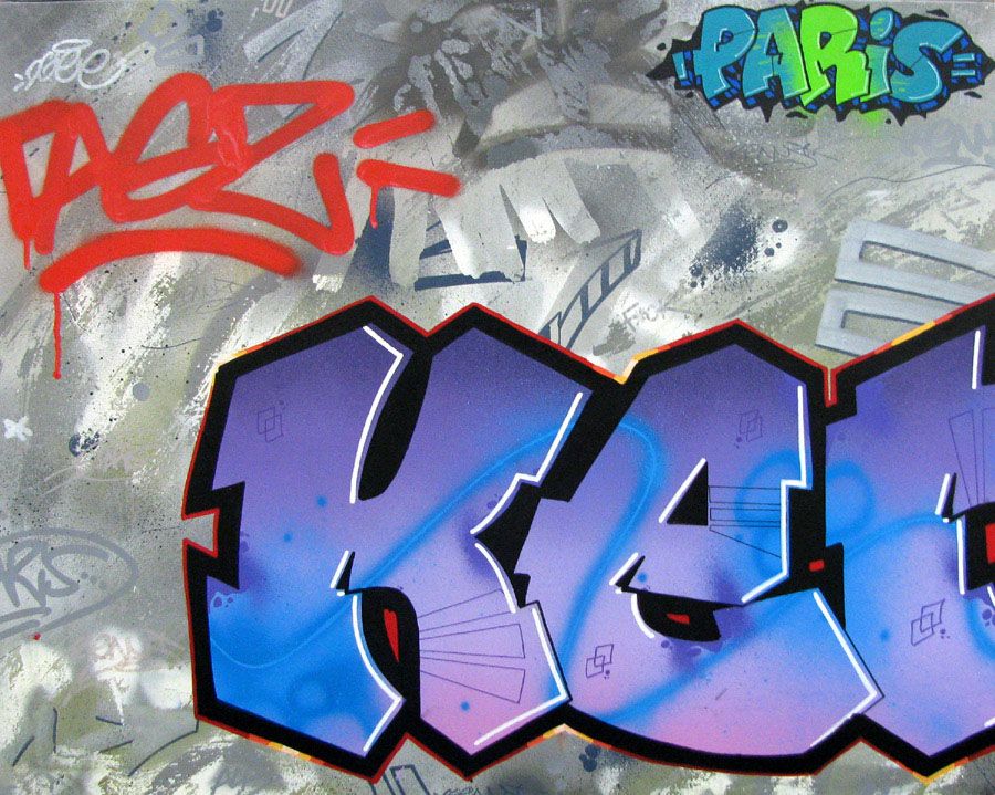 Tableau de KENY a pour titre  TAGZ GREY style street art, graphique dim : KENYprix:380
