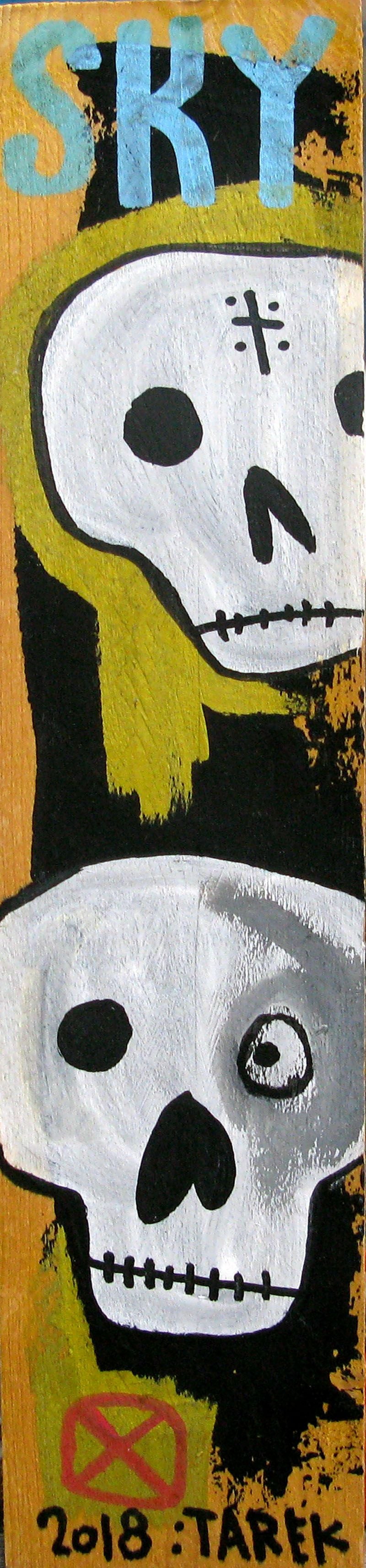 Sculpture de TAREK a pour titre  Bars Totem 2 style graphique dim : TAREKprix:180