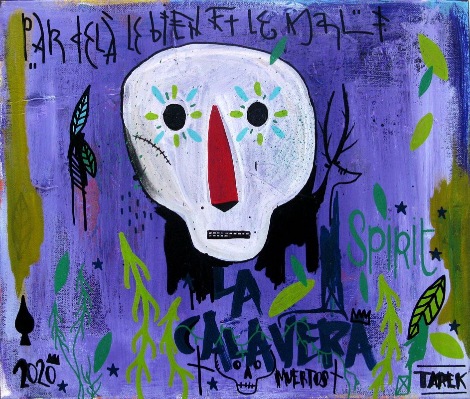 Tableau de TAREK a pour titre  La Calavera style street art dim : TAREKprix:500
