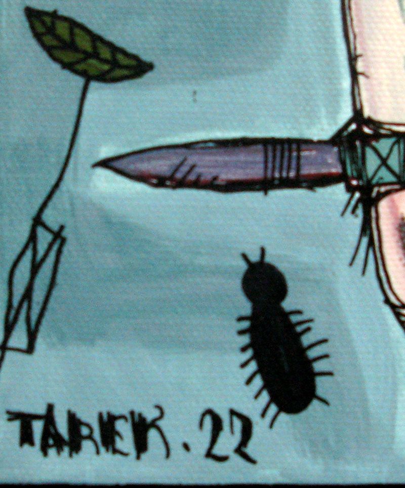 Tableau de TAREK a pour titre  Totem Bleu style street art dim : TAREKprix:200