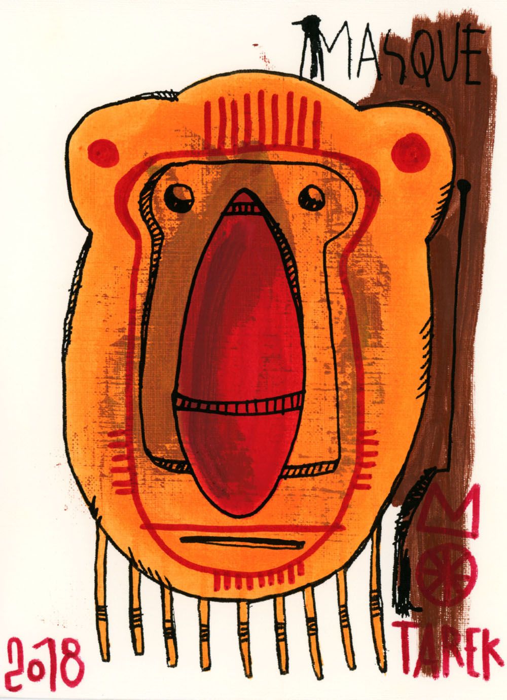 Dessin de TAREK a pour titre  MASQUE ORANGE style graphique dim : TAREKprix:70