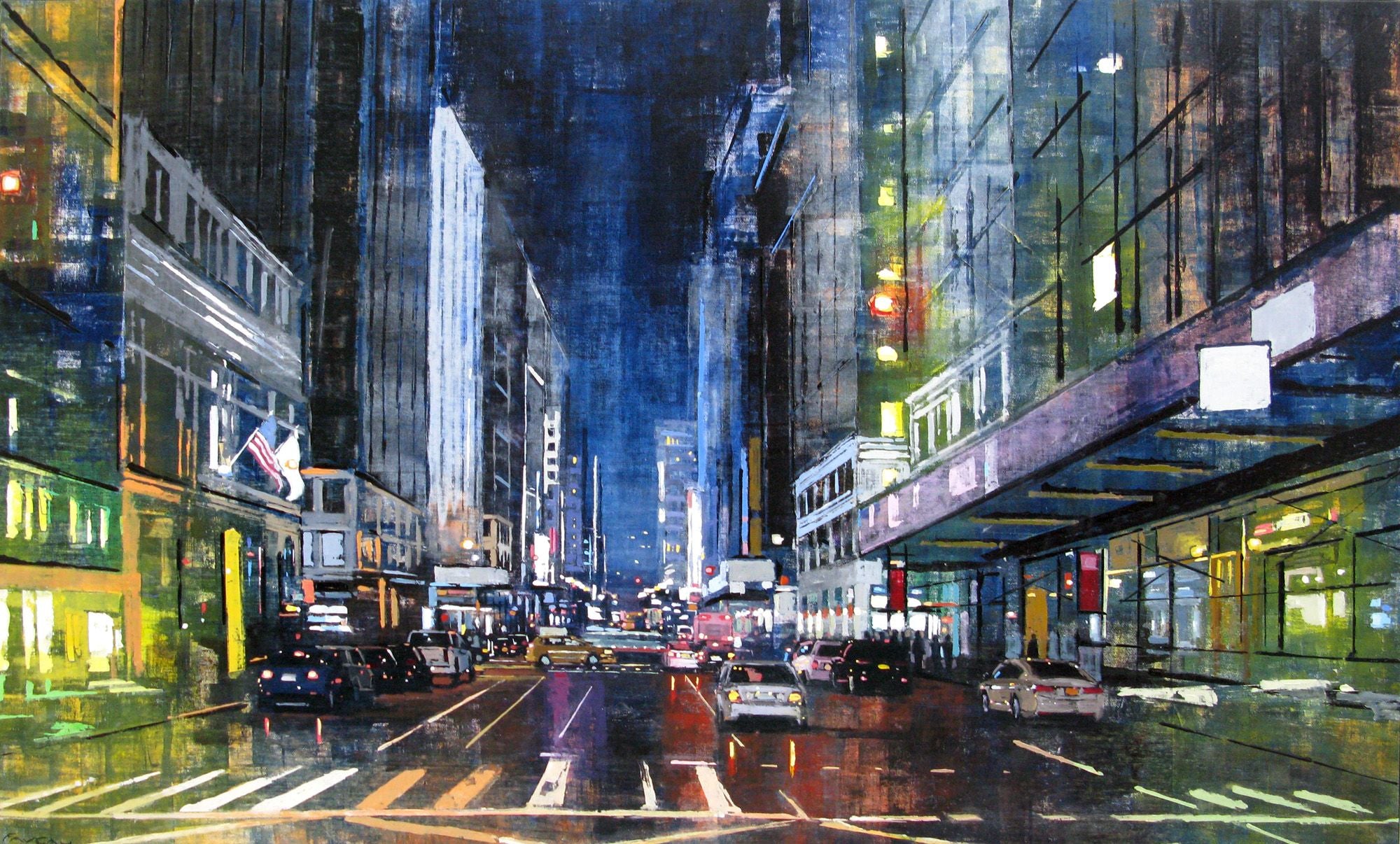 Tableau de ADRIEN FAVEAU a pour titre  Manhattan Night Lights style figuratif dim : ADRIEN FAVEAUprix:5000