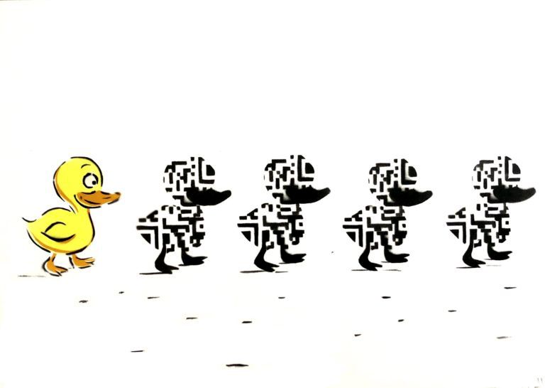 Editions d'art de CANNED a pour titre  THE UGLY DUCKLING style street art, graphique dim : CANNEDprix:460