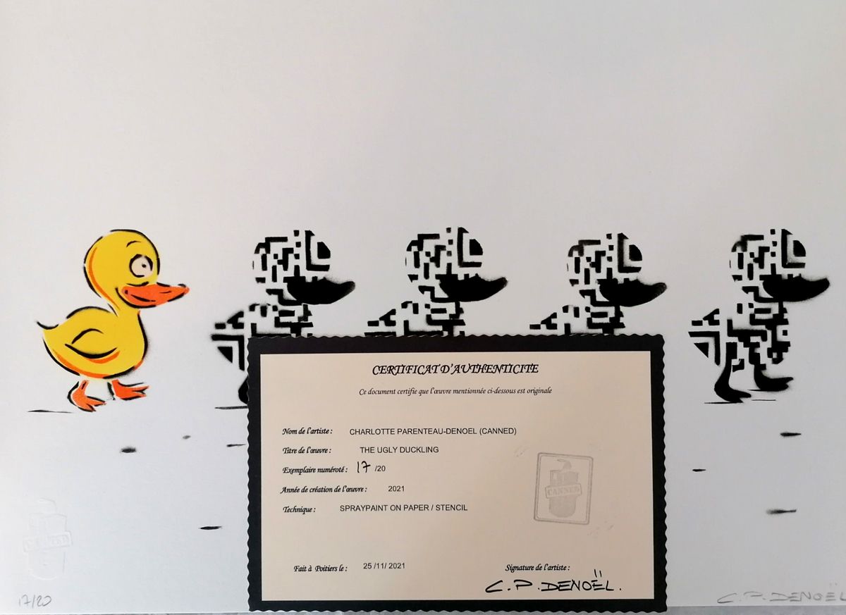 Editions d'art de CANNED a pour titre  THE UGLY DUCKLING style street art, graphique dim : CANNEDprix:460