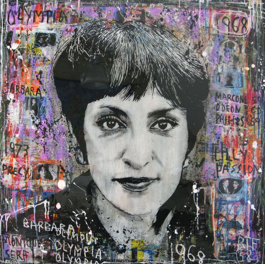 Tableau de THIERRY RASINE a pour titre  BARBARA 1968 style street pop art, street art dim : THIERRY RASINEprix:1250