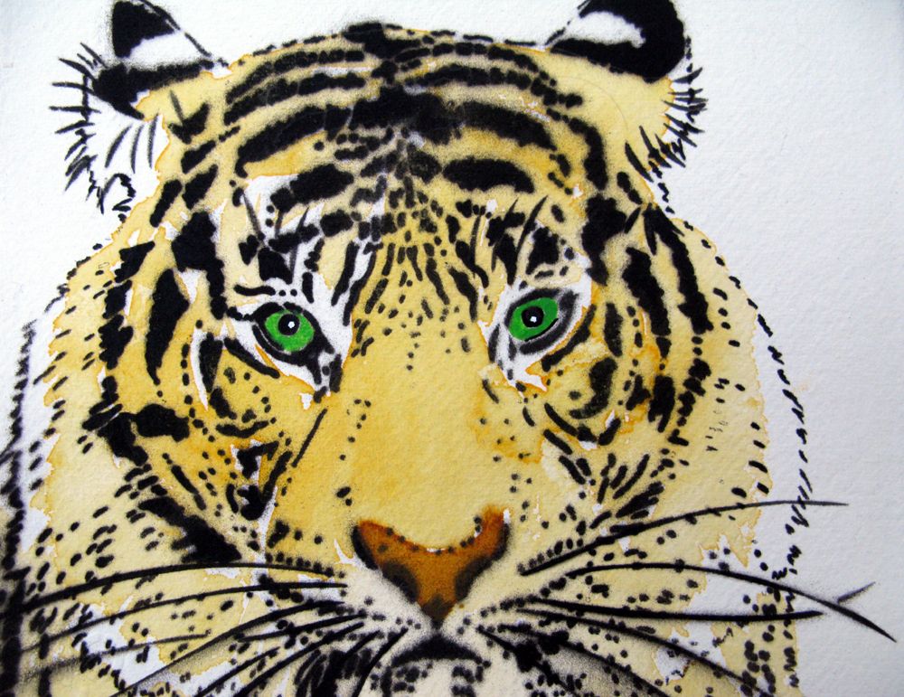 Dessin de MOSKO a pour titre  TIGRE FACE style figuratif dim : MOSKOprix:220