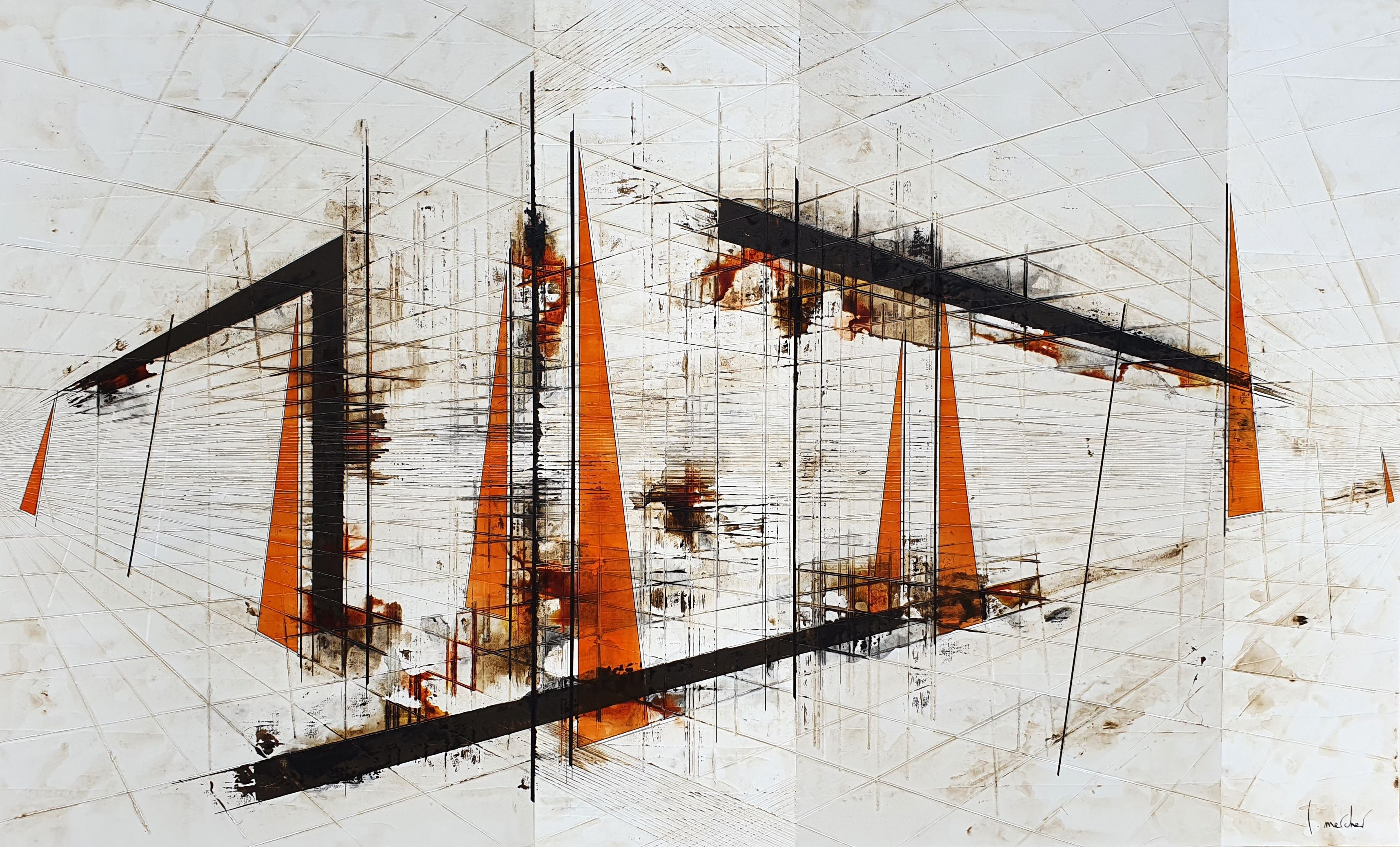 Tableau de LUDOVIC MERCHER a pour titre  Traversee style abstrait dim : LUDOVIC MERCHERprix:1500