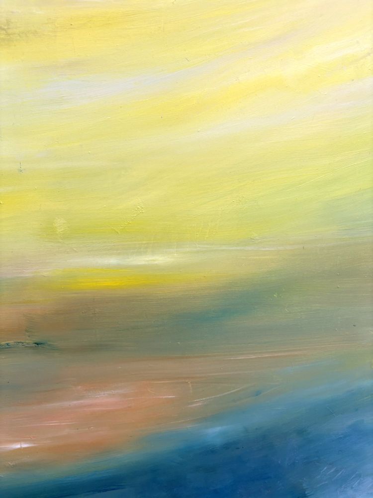 Tableau de PASCALE JACQUEMOND a pour titre  Composition Jaune Bleu style abstrait dim : PASCALE JACQUEMONDprix:1100