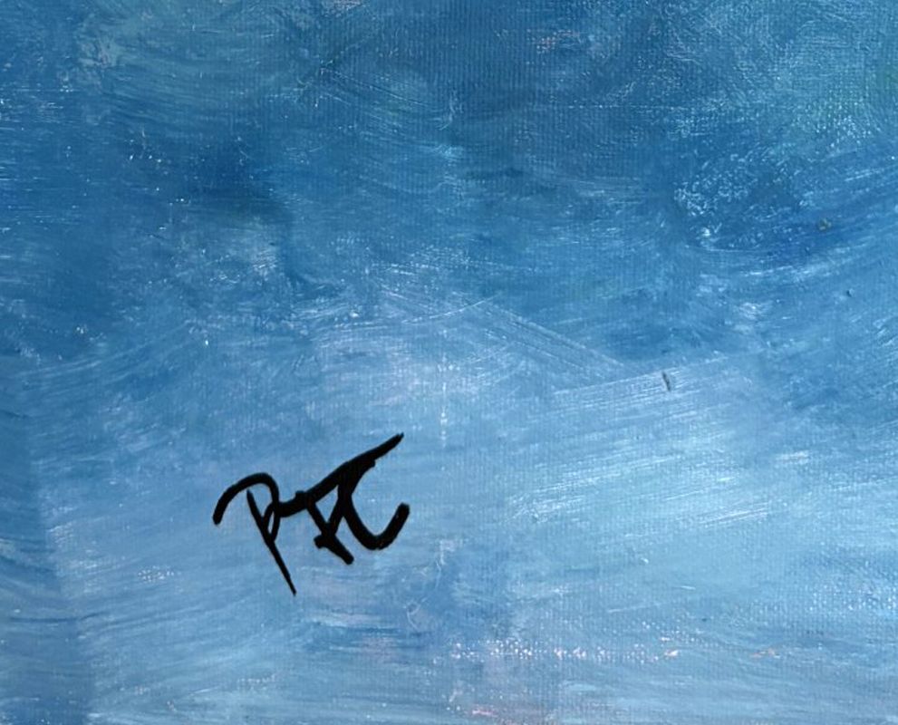 Tableau de PASCALE JACQUEMOND a pour titre  Composition Jaune Bleu style abstrait dim : PASCALE JACQUEMONDprix:1100