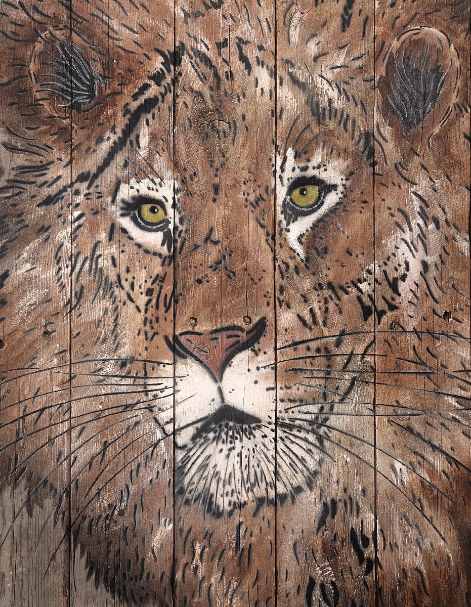 Tableau de MOSKO a pour titre  Buste Lion style street art dim : MOSKOprix:2500