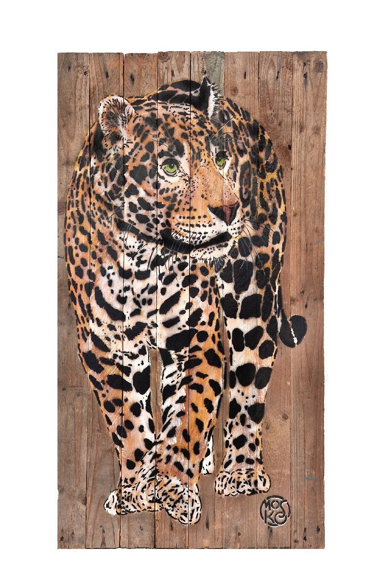 Tableau de MOSKO a pour titre  Jaguar marchant style street art dim : MOSKOprix:1600