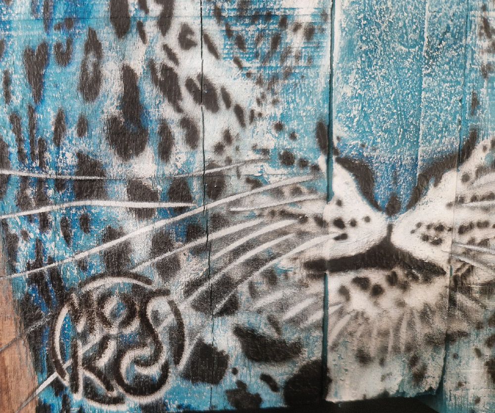 Tableau de MOSKO a pour titre  Panthère bleue face style street art dim : MOSKOprix:420