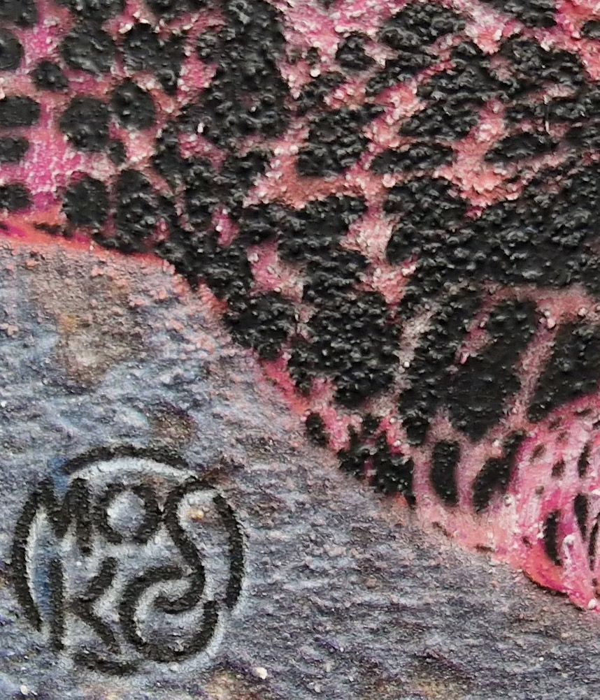 Tableau de MOSKO a pour titre  Félin rose style street art dim : MOSKOprix:720