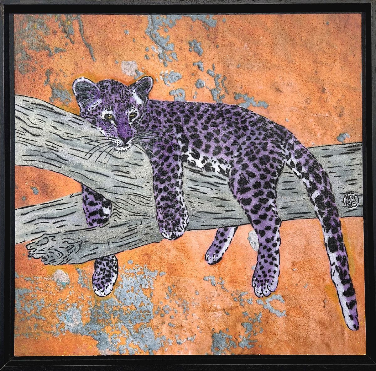 Tableau de MOSKO a pour titre  Sur sa branche style street art dim : MOSKOprix:1600