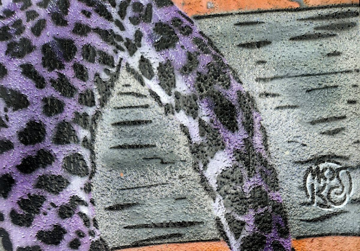 Tableau de MOSKO a pour titre  Sur sa branche style street art dim : MOSKOprix:1600