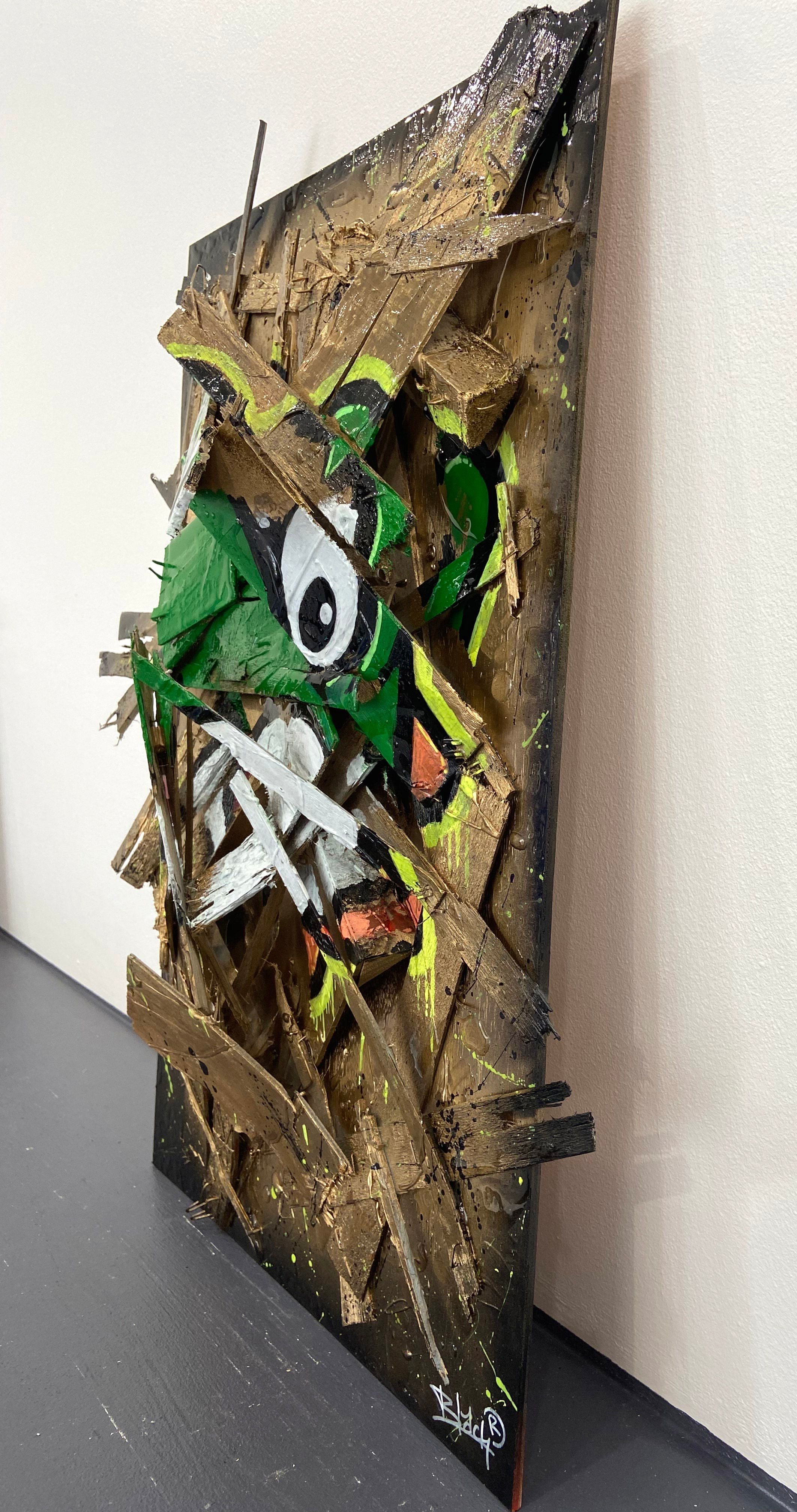 Tableau de BLACH a pour titre  Anamoprhose Yoshi style graffiti, street art dim : BLACHprix:600