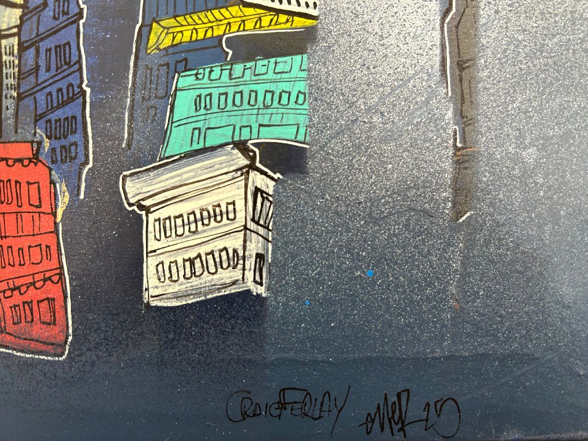 Tableau de Craig & Emer a pour titre  Blue Sky style graffiti, street art dim : Craig & Emerprix:230