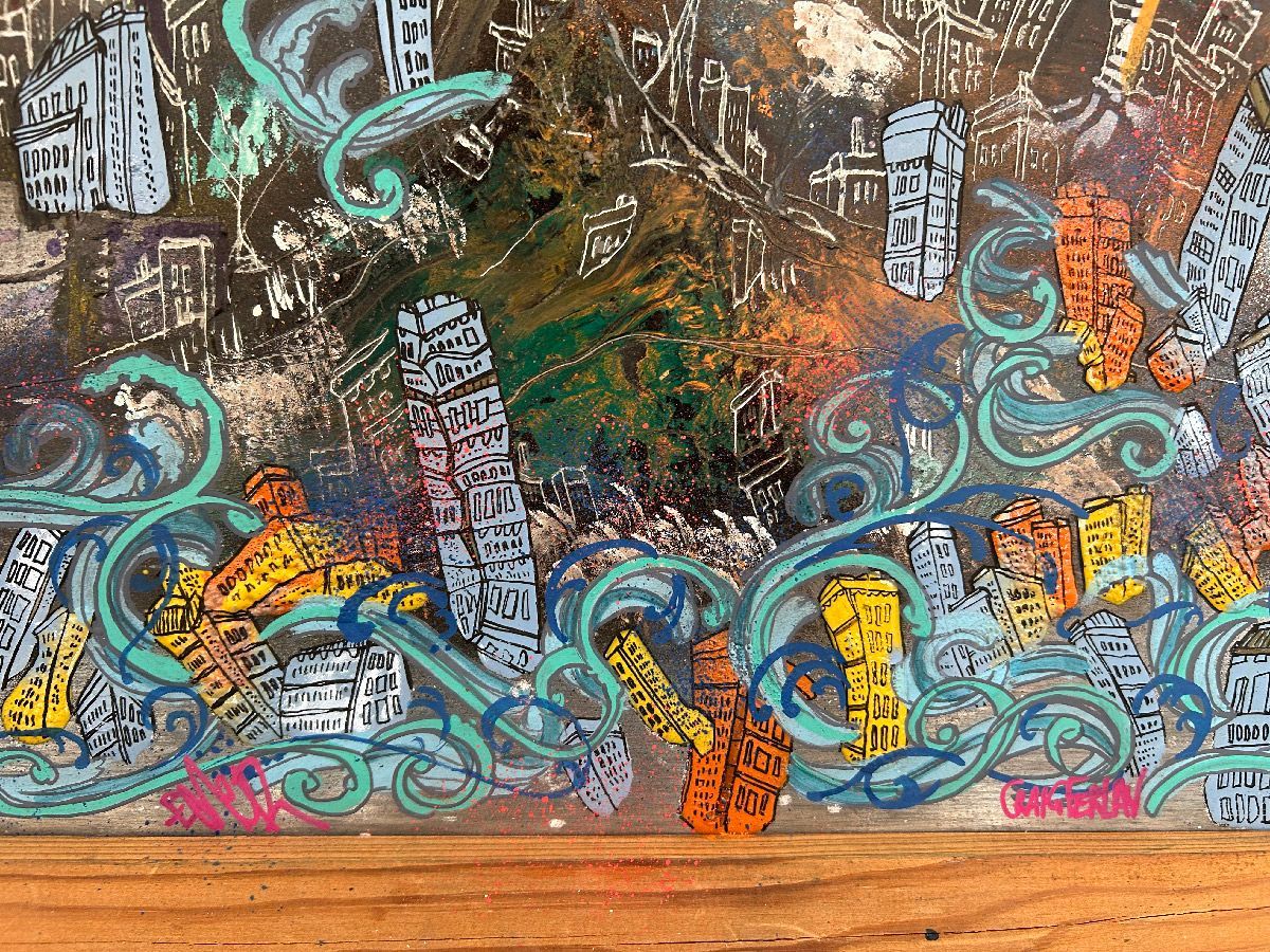 Tableau de Craig & Emer a pour titre  La plaque style graffiti, street art dim : Craig & Emerprix:600