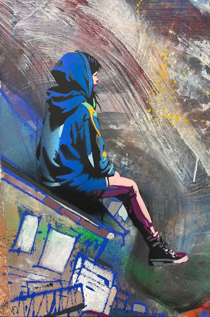 Tableau de Craig & Emer a pour titre  Sur le toit du monde style graffiti, street art dim : Craig & Emerprix:320
