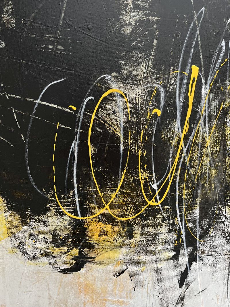 Tableau de TANIA CARRARA a pour titre  Sans-titre Jaune style abstrait dim : TANIA CARRARAprix:1400