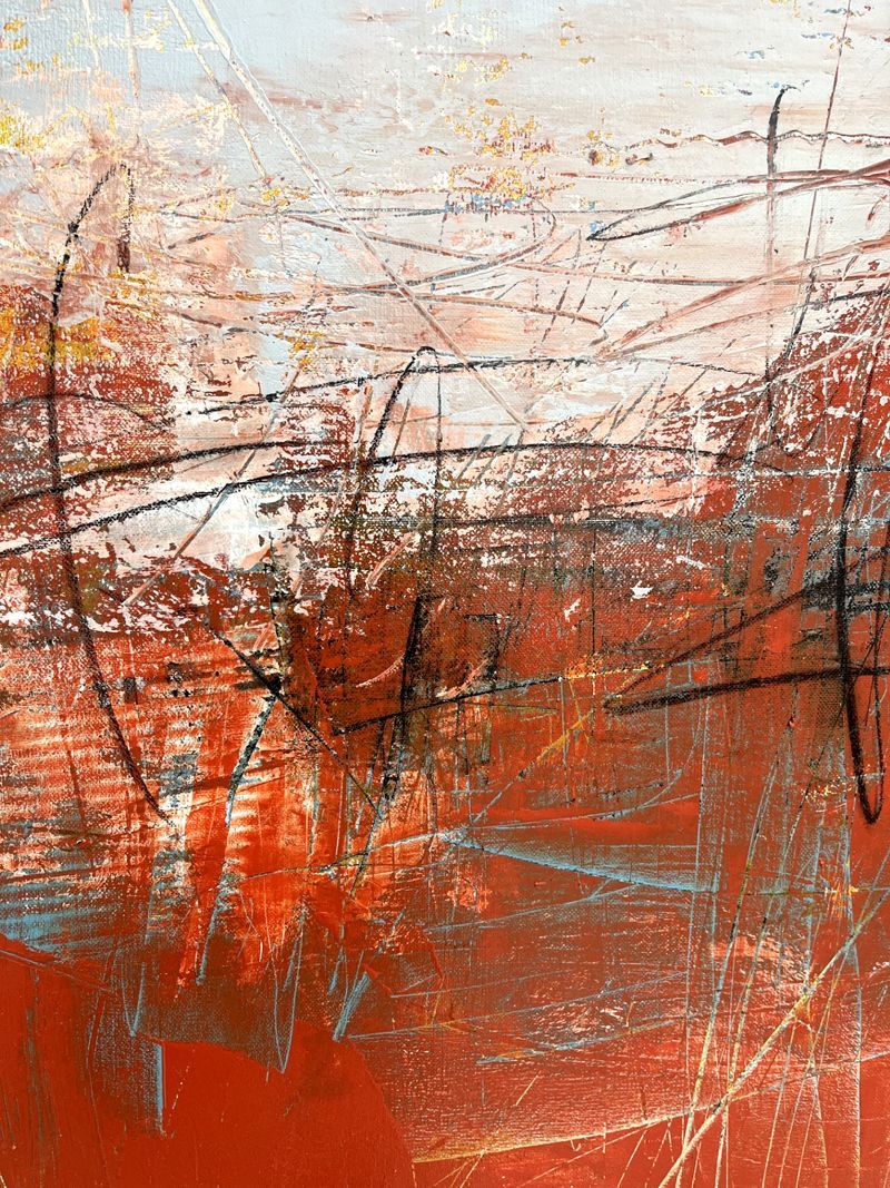 Tableau de TANIA CARRARA a pour titre  Sans-titre Rouge style abstrait dim : TANIA CARRARAprix:1400