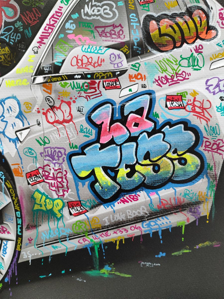 Tableau de BLACH a pour titre  Tesla style graffiti, street art dim : BLACHprix:550