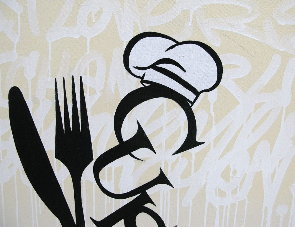 Tableau de JUG a pour titre  TOPCHEF style street pop art dim : JUGprix:450