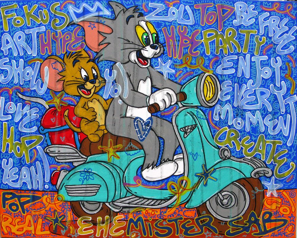 Tableau de RICO SAB a pour titre  Vespa yeah style street pop art dim : RICO SABprix:800