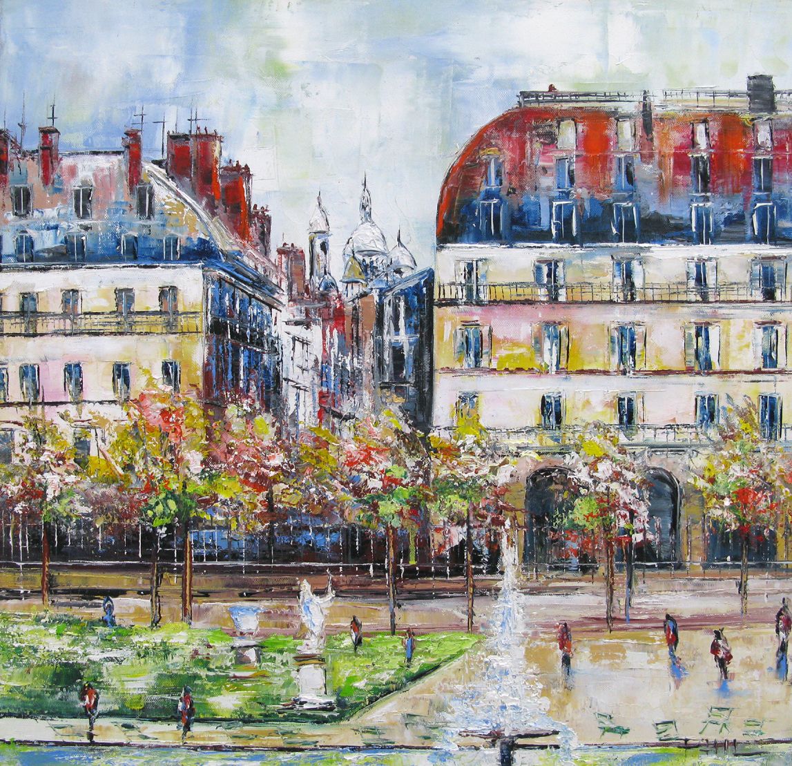 Tableau de PHIL a pour titre  Vue sur Montmartre, Paris style figuratif dim : PHILprix:300