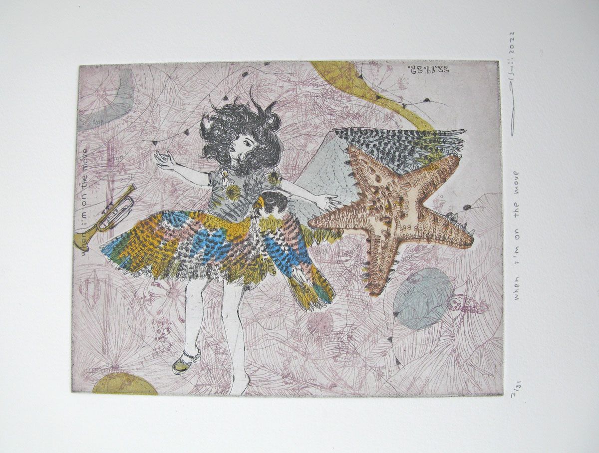 Editions d'art de ATSUKO ISHII a pour titre  WHEN I'M ON THE MOVE style figuratif dim : ATSUKO ISHIIprix:130